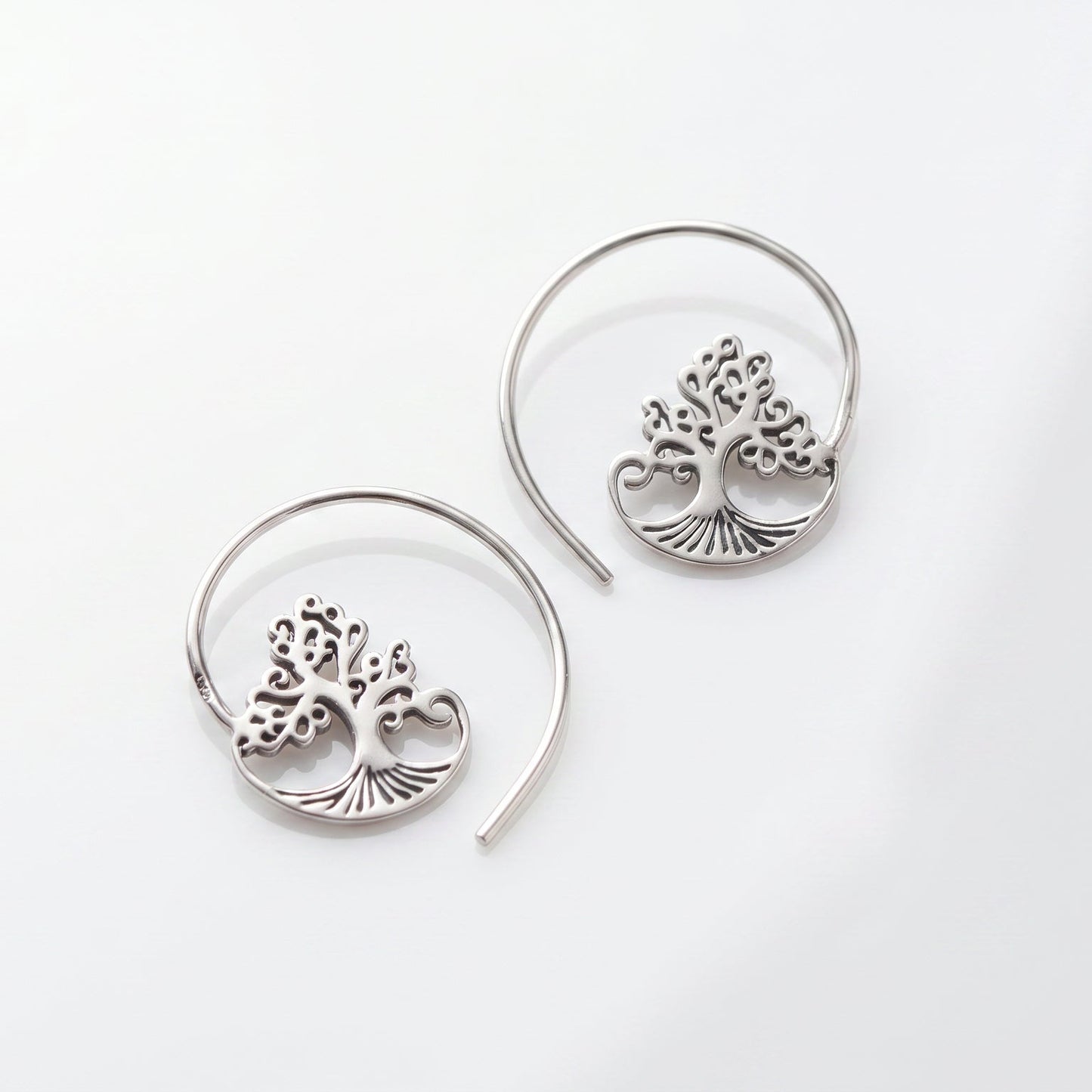 925 Silver Spiral Tree Hoops