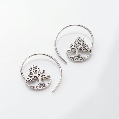 925 Silver Spiral Tree Hoops