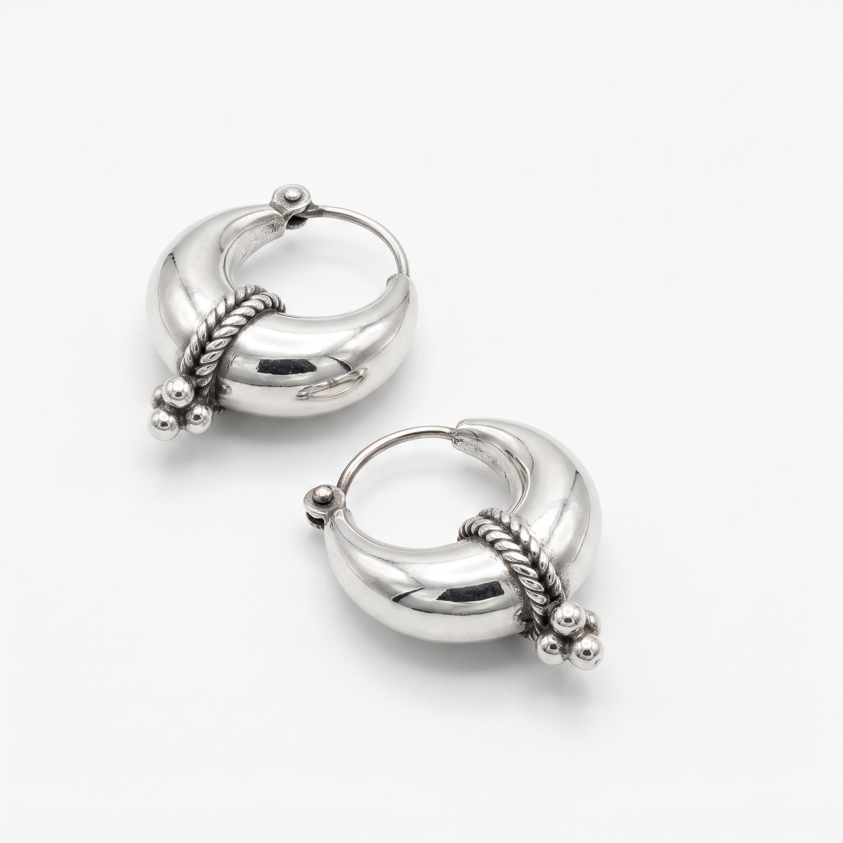 925 Silver Tribal Hoop Earrings