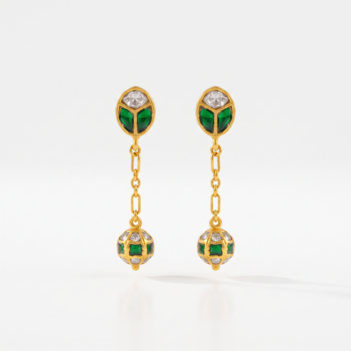 925 Silver Green Globe Dangler Earring