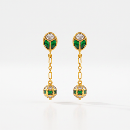 925 Silver Green Globe Dangler Earring