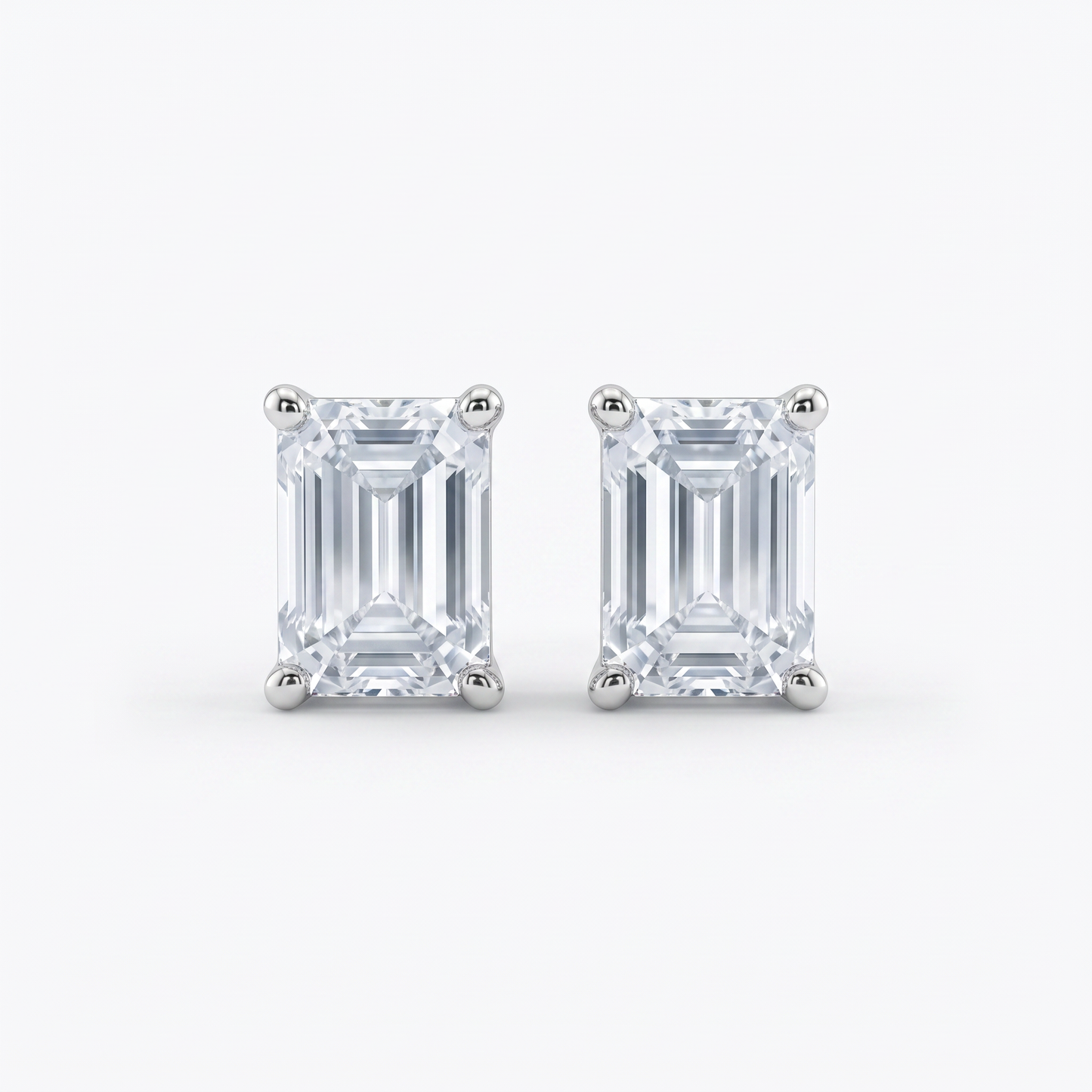 Silver Rectangle Solitaire Studs