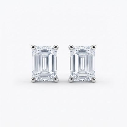 Silver Rectangle Solitaire Studs