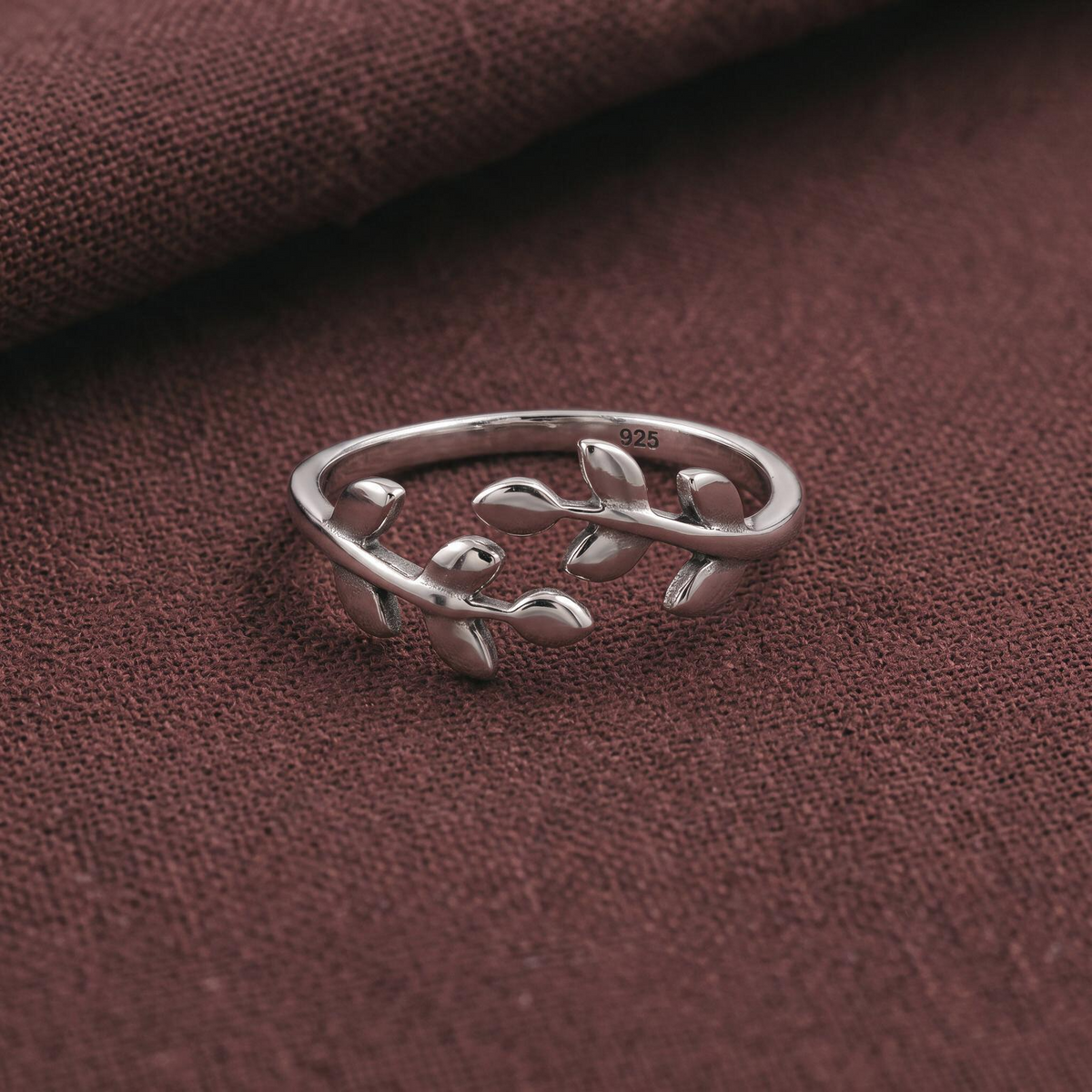 925 Silver Leaf Wrap Adjustable Ring
