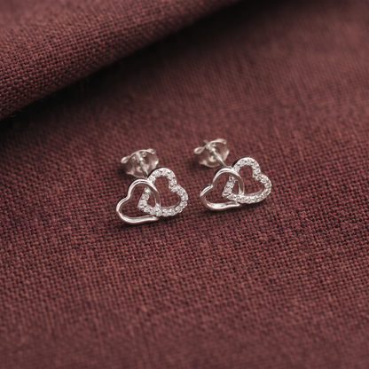 925 Interlock Heart Studs