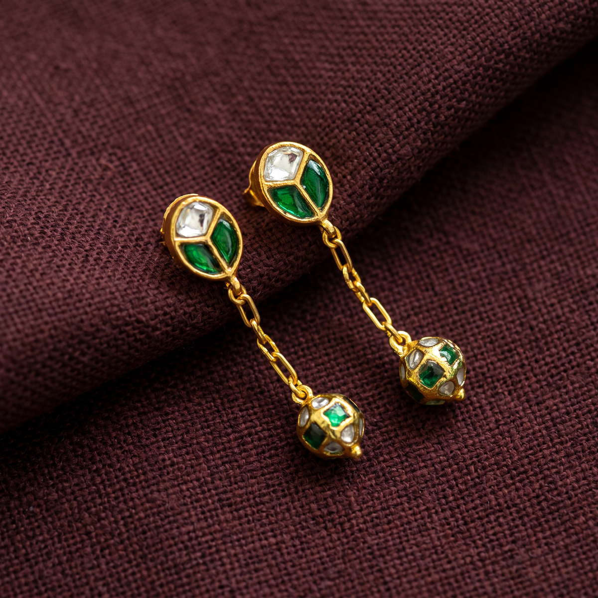 925 Silver Green Globe Dangler Earring