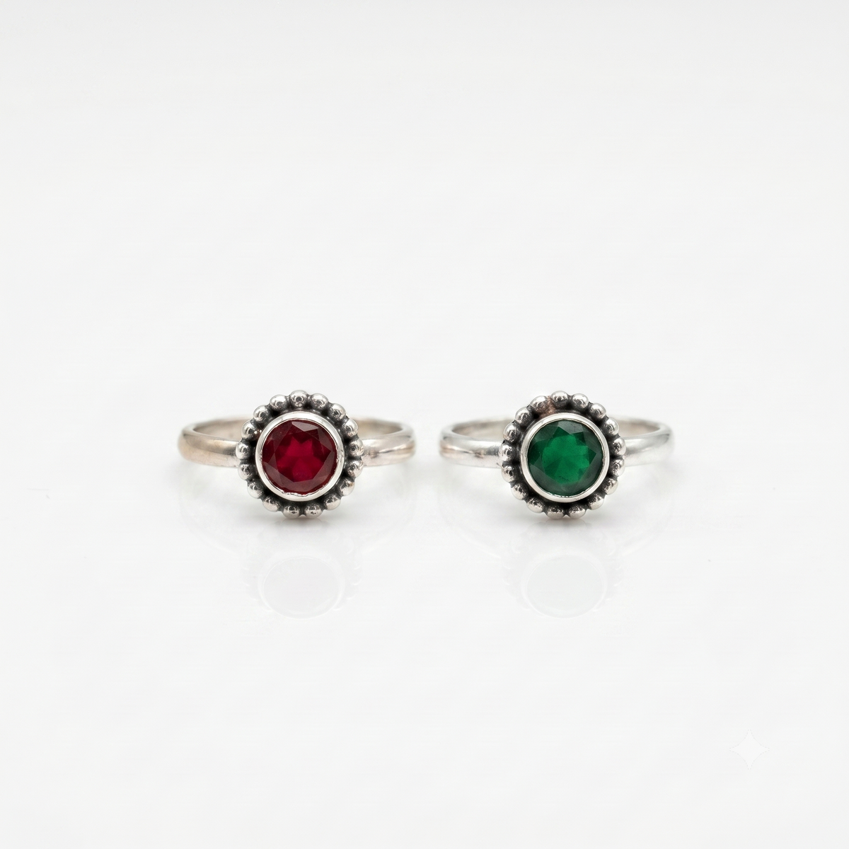 Gemstone set toe rings for women in silver