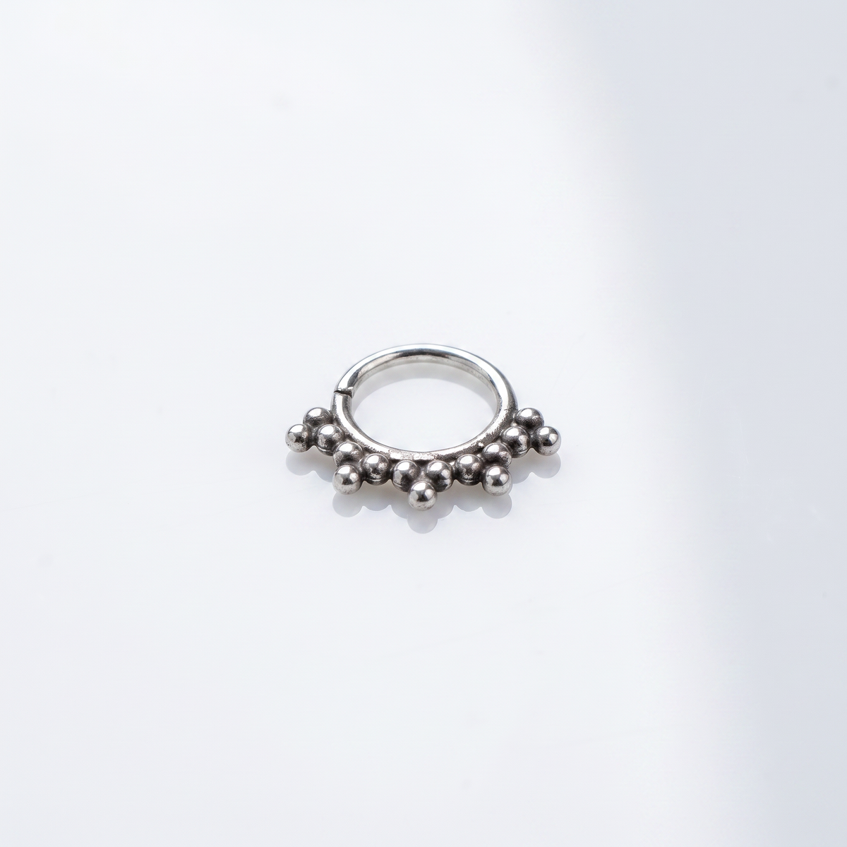 Oxidised 925 sterling silver beaded septum nose ring