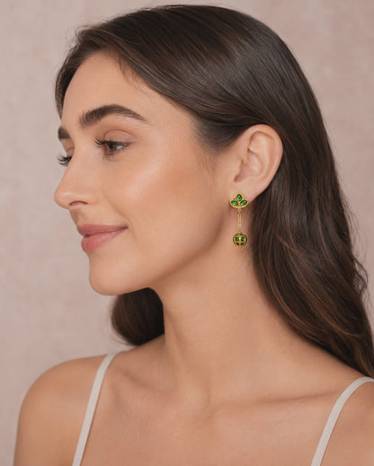 925 Silver Green Globe Dangler Earring