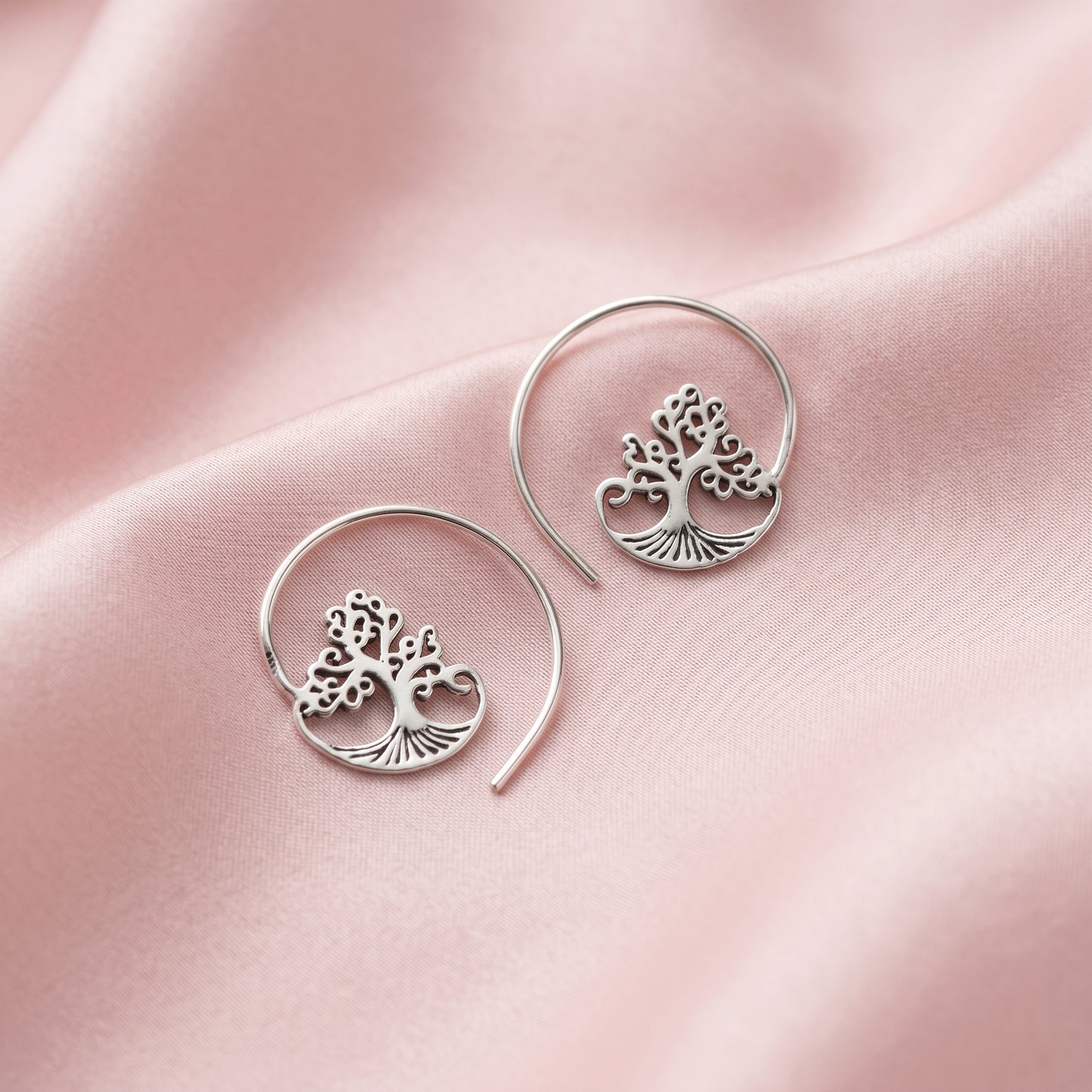 925 Silver Spiral Tree Hoops