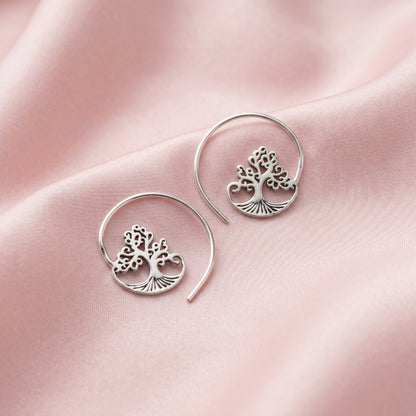 925 Silver Spiral Tree Hoops